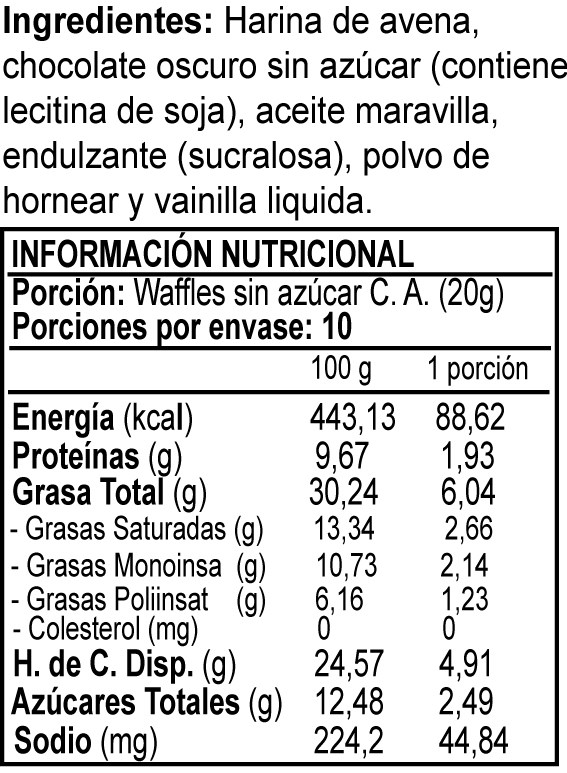 Galletas tipo Waffles sin azúcar con choco almendras 200 gramos - Imagen 2