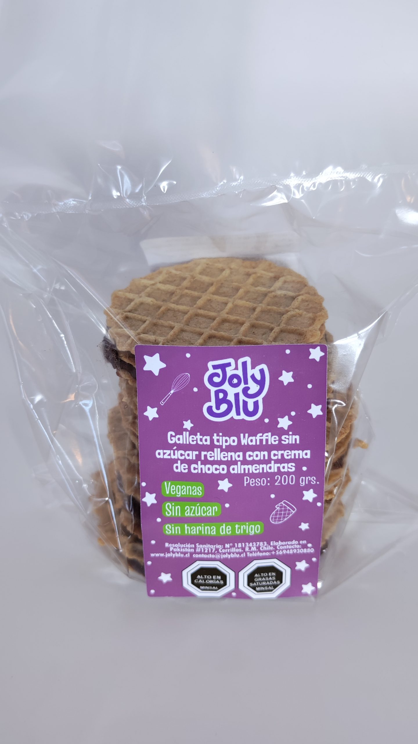 Galletas tipo Waffles sin azúcar con choco almendras 200 gramos