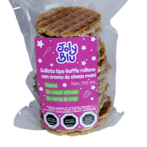 Galletas tipo waffles rellenas con crema de choco maní 200 gramos